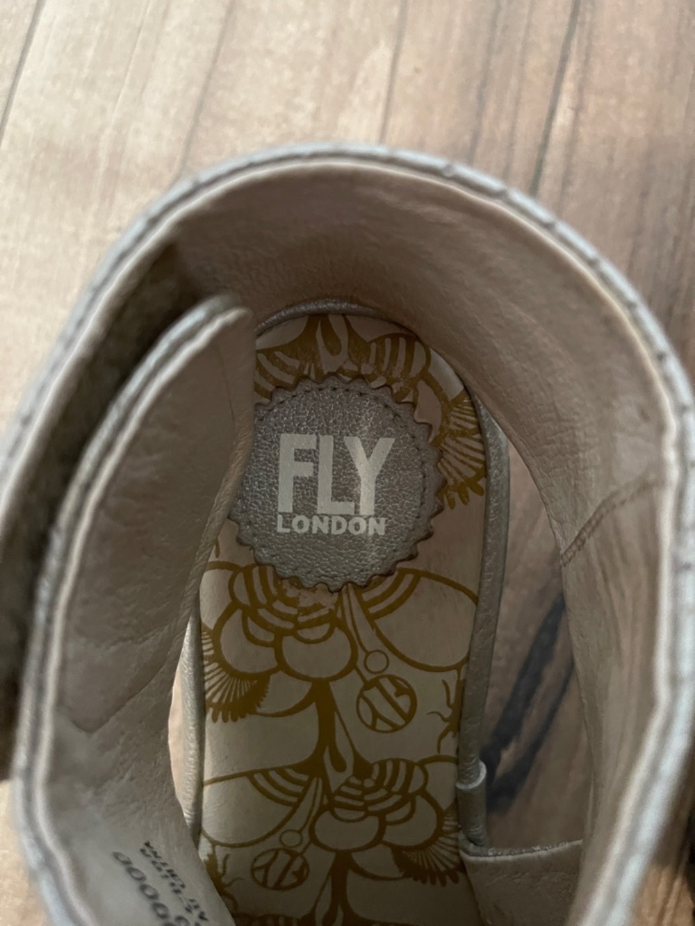 Fly London Peep Toe Silver Sandals - Picture 4 of 9
